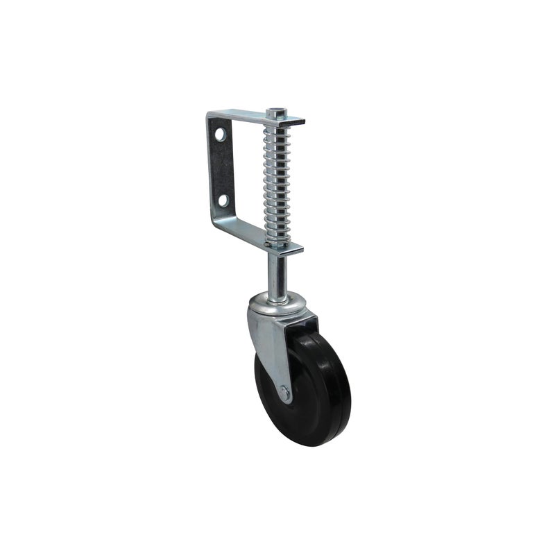 Shepherd Hardware 4" Spring Loaded Gate Caster â€“ Heavy Duty Swivel Wheel with Adjustable Shock-Absorbing Spring & Universal Mount â€“ Supports 125 lbs, Black - Image 4